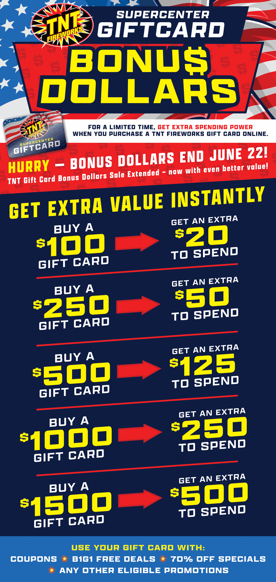Limited time: Get bonus dollars when you buy a TNT Gift Card now through June 22nd